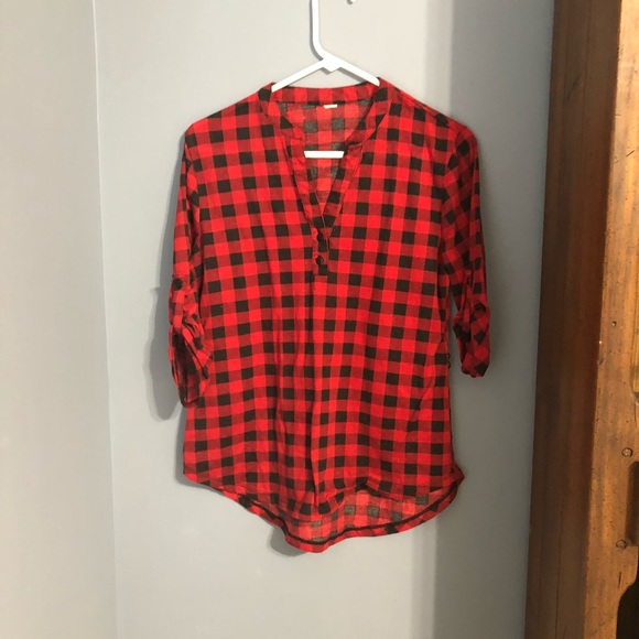 Tops Red Black Lumberjack Plaid Flannel Shirt M Poshmark